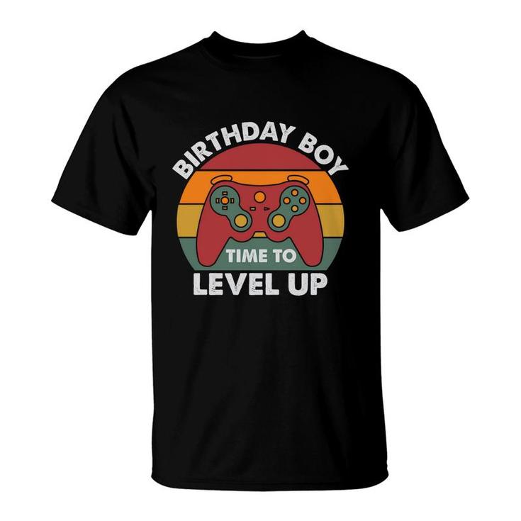 Birthday Boy Time To Level Up Birthday Boy Matching Video Gamer Vintage T-Shirt