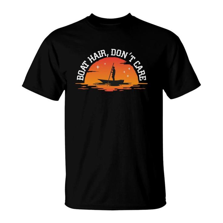 Boat Hair Dont Care Vintage Boating Retro 70S Sunset T-Shirt