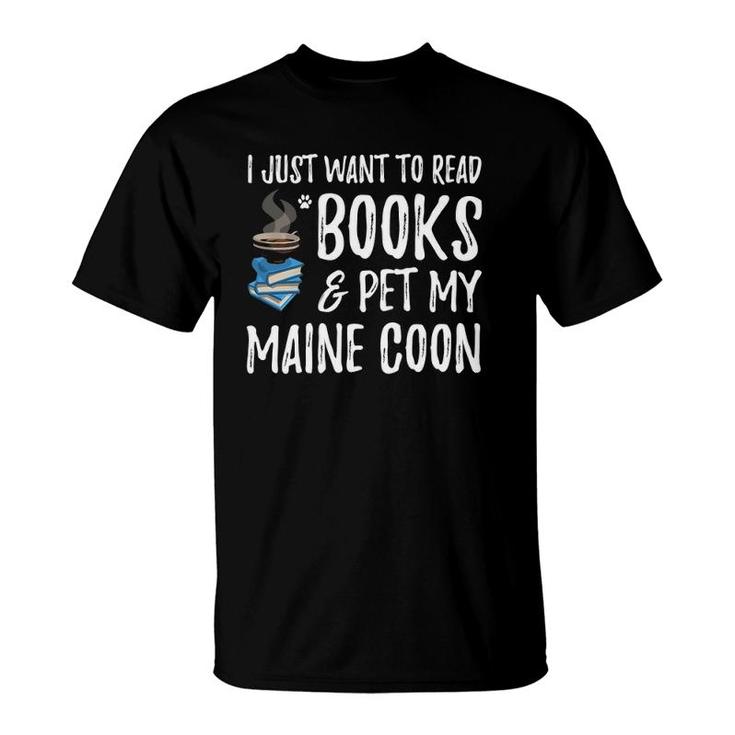 Books And Maine Coon  Funny Cat Mom Or Cat Dad Gift T-Shirt