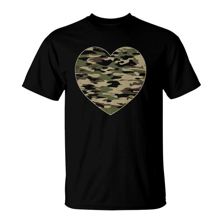 Camo Heart Valentines Day Camoflauge Military Tactical  T-Shirt