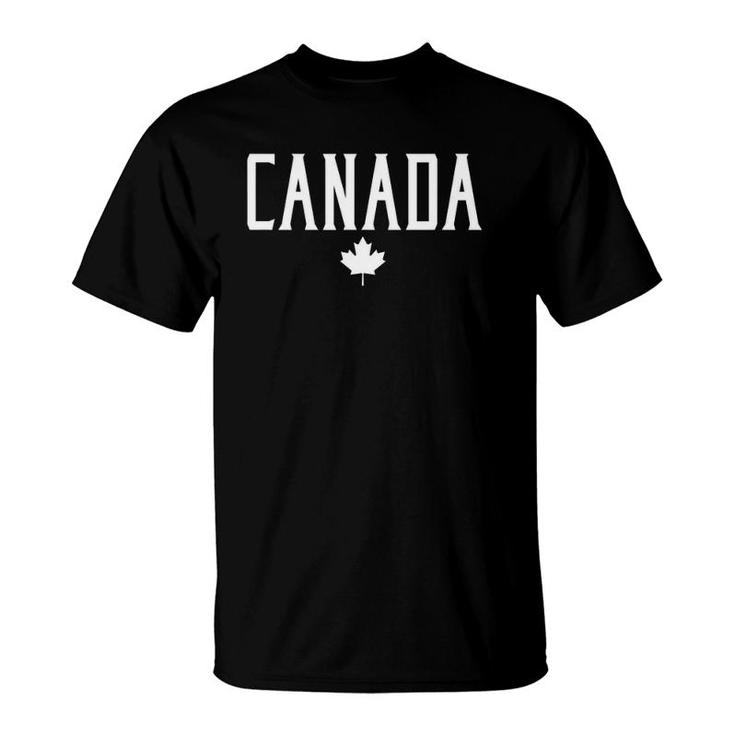 Canada Maple Leaf Vintage Text Red With White Print T-Shirt