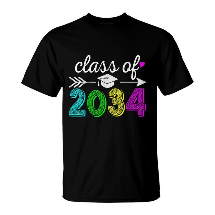 Class Of 2034 Grow With Me Hello Kindergarten Back To School  T-Shirt