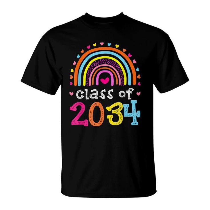 Class Of 2034 Rainbow Pink Graduate Preschool Kindergarten  T-Shirt
