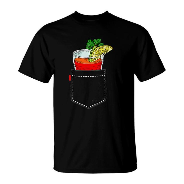 Cocktail To Go In Chest Pocket Bloody Mary T-Shirt