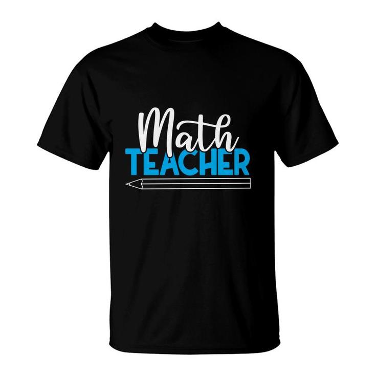 Cool Blue White Pencil Design Math Teacher Gifts T-Shirt