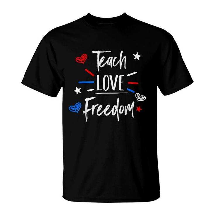 Cool Teacher Red White And Blue Patriotic Funny 4Th Of July  T-Shirt