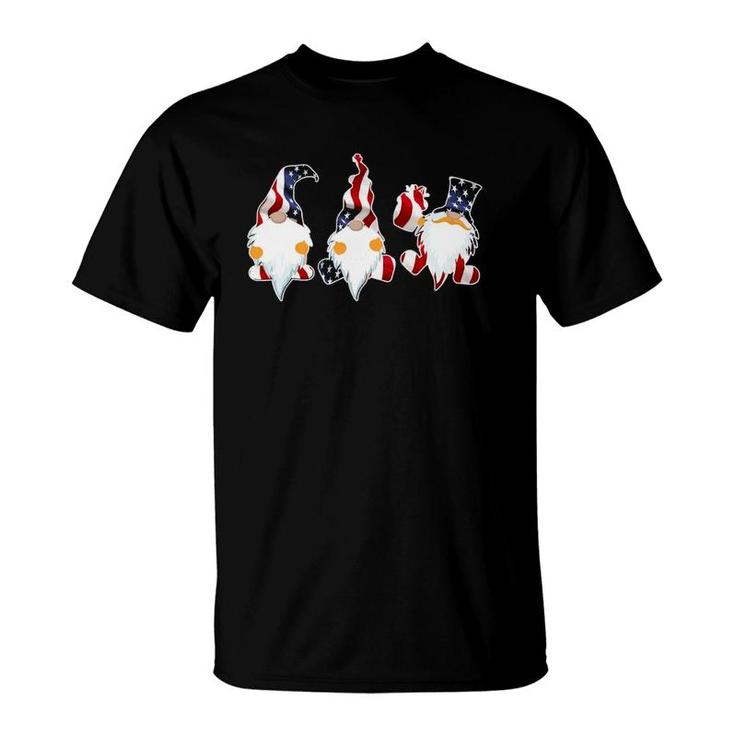 Cute Three Gnomes American Flag 4Th Of July Patriotic Gnomes T-Shirt