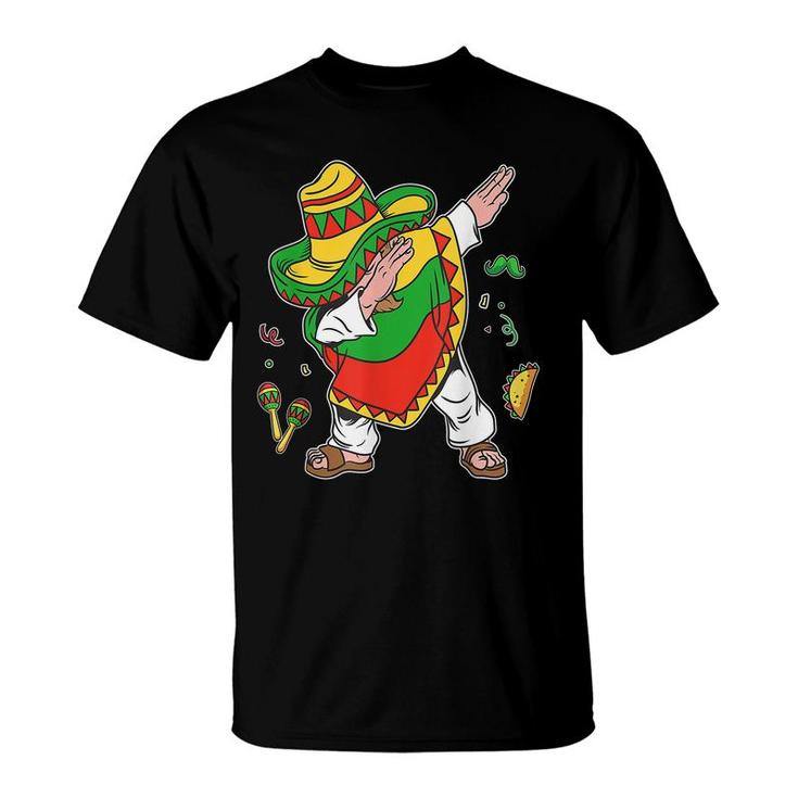 Dabbing Mexican Poncho Cinco De Mayo Boys Men Sombrero Dab T-Shirt