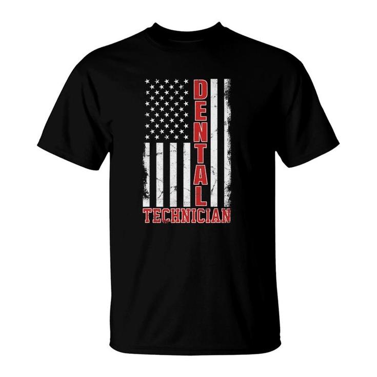 Dental Technician Us American Flag Dentist Tech Dental Lab T-Shirt