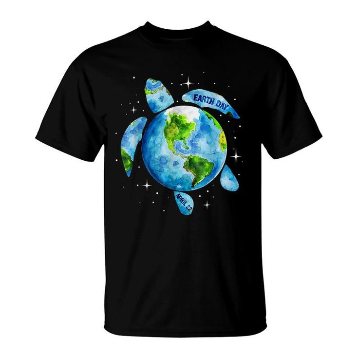 Earth Day 2022 Restore Earth Sea Turtle Art Save The Planet  T-Shirt