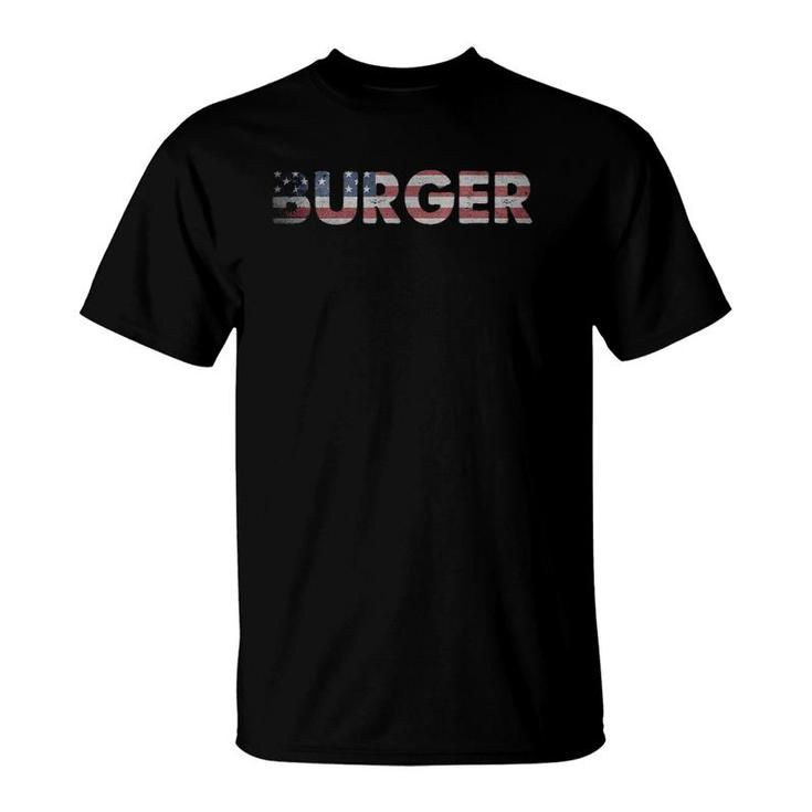 Fast Food Usa Burger Flag American Flag T-Shirt