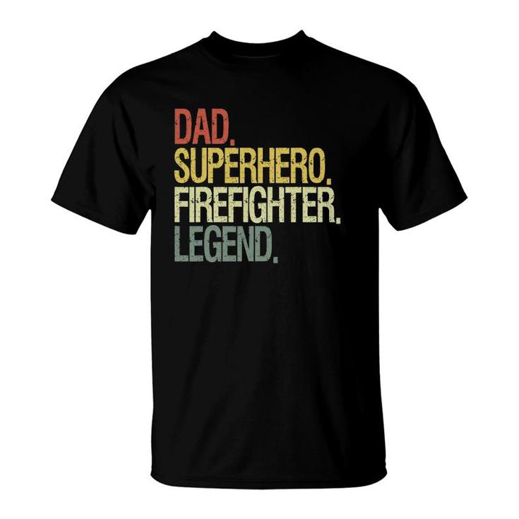 Firefighter Dad Superhero Legend Vintage T-Shirt
