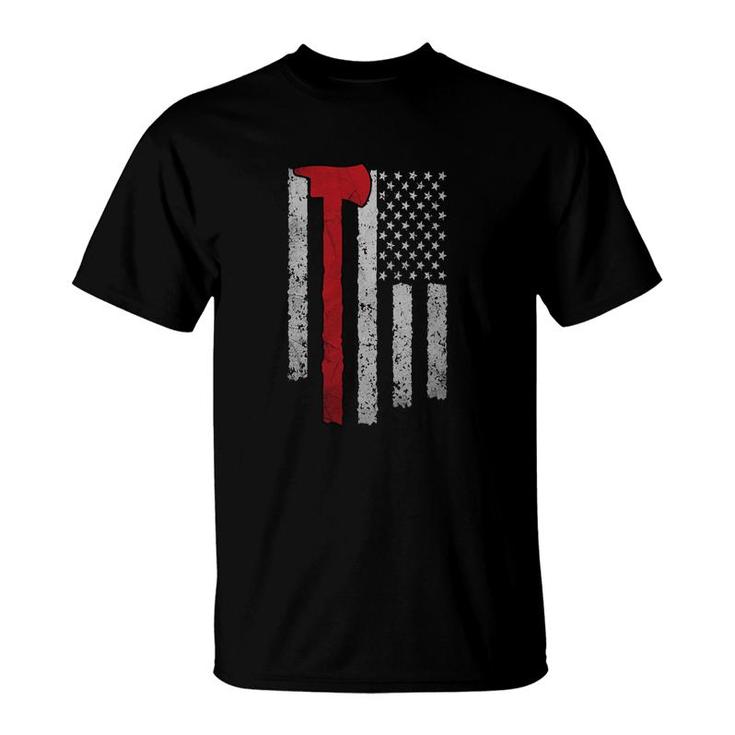Flag American Firefighter Proud Job Title T-Shirt