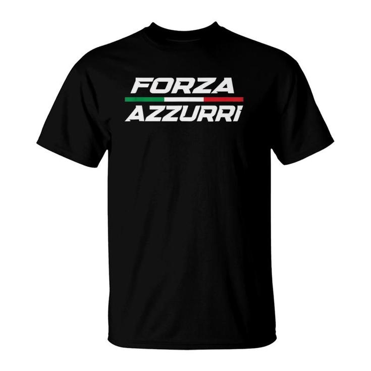 Forza Azzurri Italy Soccer Italia Flag Italian Football  T-Shirt
