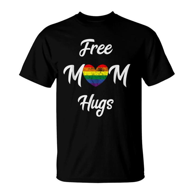 Free Mom Hugs Gay Pride Mother Lgbt Rainbow Heart Gender  T-Shirt