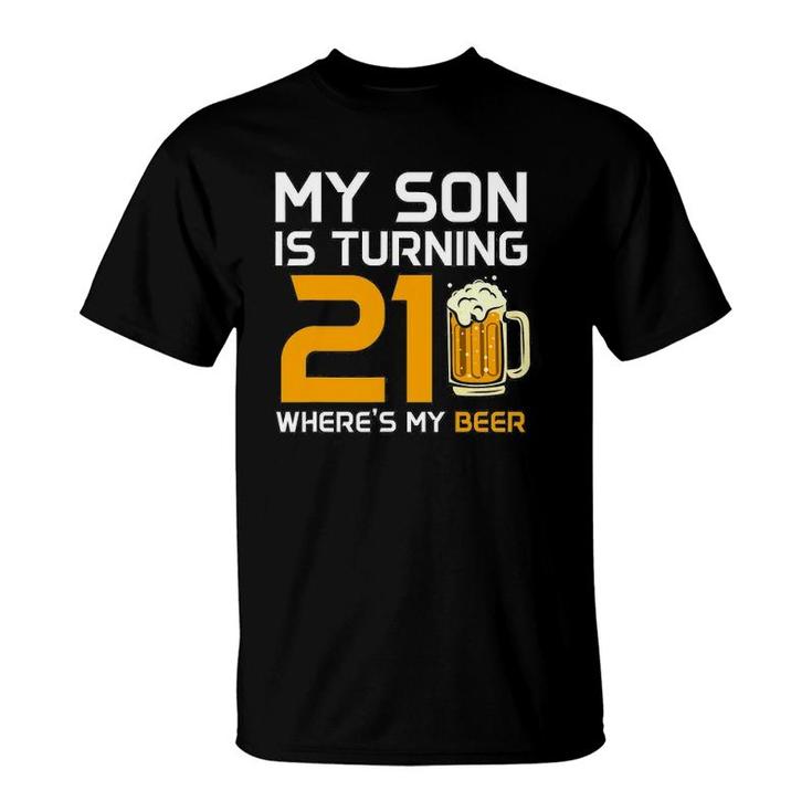 Funny 21St Birthday For Mom Dad Of Son Child Kid 21 Years Old T-Shirt