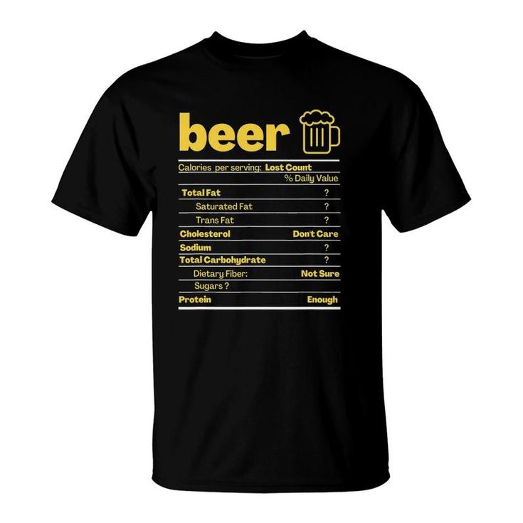 Beer Nutrition Thanksgiving Costume Food Facts Xmas Gifts T-Shirt