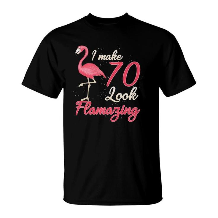 Funny Flamingo 70Th Gift For 70 Years Old Women Birthday  T-Shirt