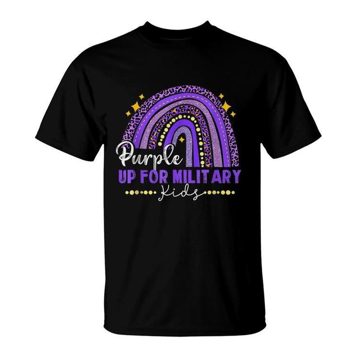 Funny Rainbow Purple Up For Military Kids Month Ribbon  T-Shirt