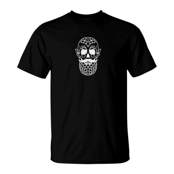 Funny Sugar Skull Mustache Beard Halloween Gift T-Shirt