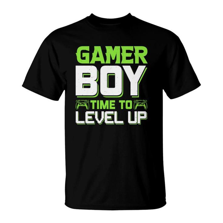 Gamer Boy Time To Level Up Birthday Boy Matching Video Gamer Design T-Shirt