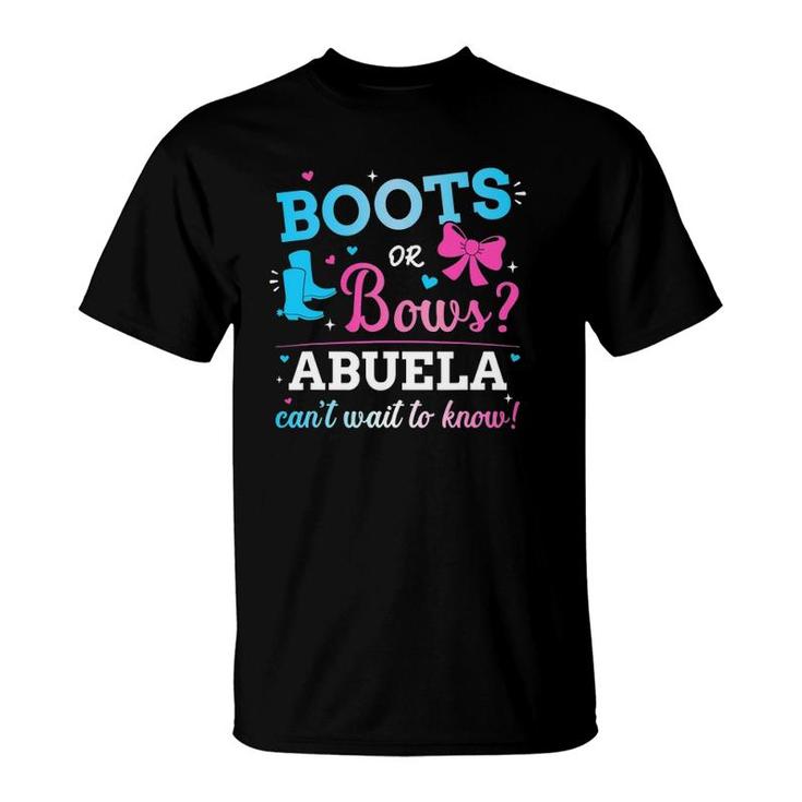 Gender Reveal Boots Or Bows Abuela Matching Baby Party T-Shirt