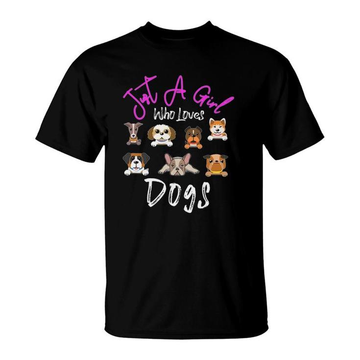 Girl Who Loves Dogs Puppy Dog Lovers T-Shirt