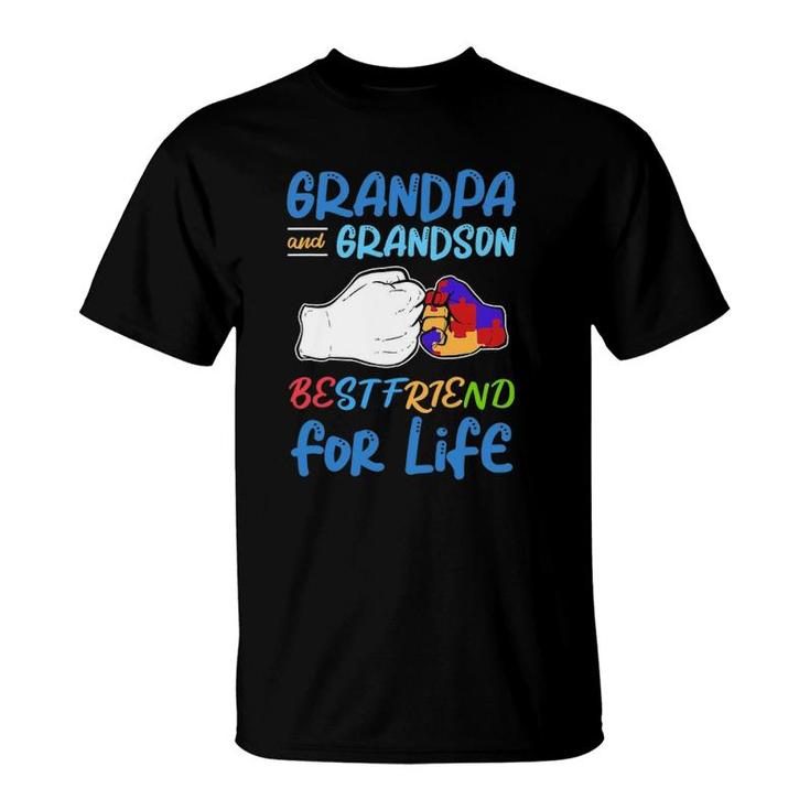 Grandpa And Grandson Bestfriend For Life Autism Awareness T-Shirt
