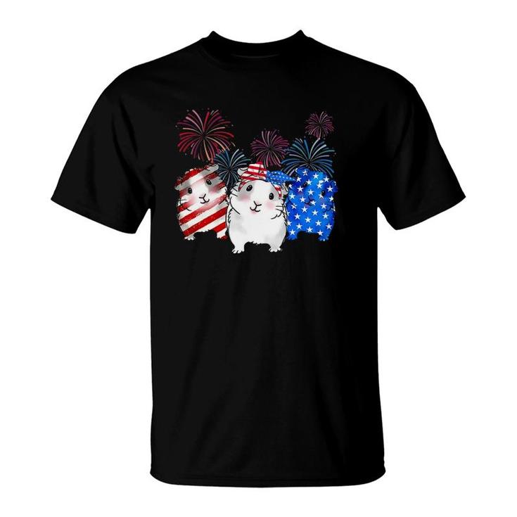 Guinea Pig American Flag 4Th Of July Firework Patriotic Usa T-Shirt