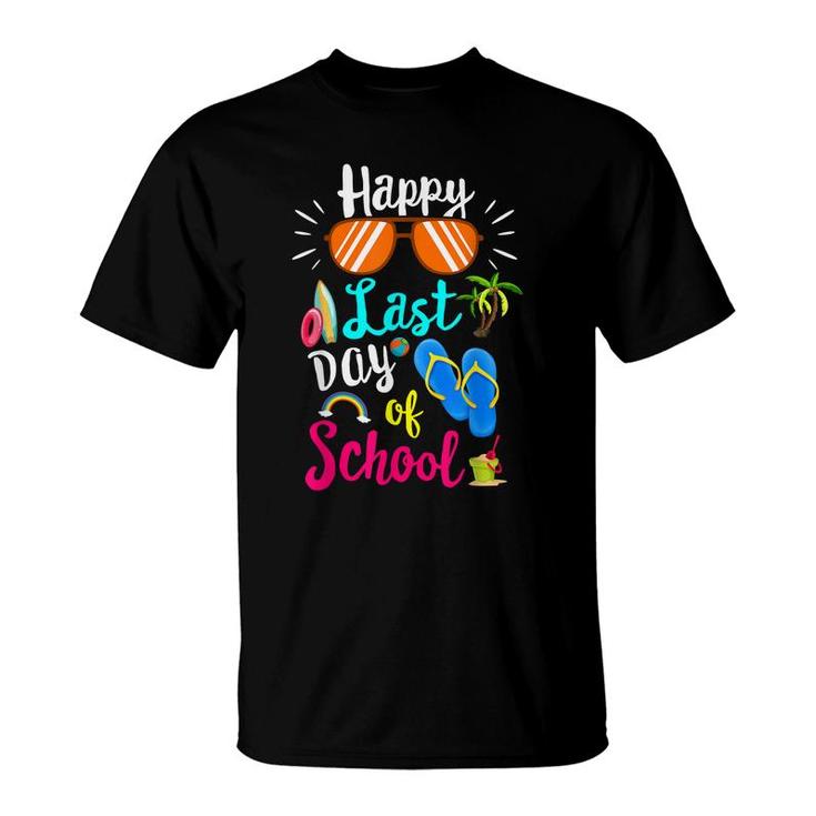 Happy Last Day Of School Funny Teacher Hello Summer Kids T-Shirt