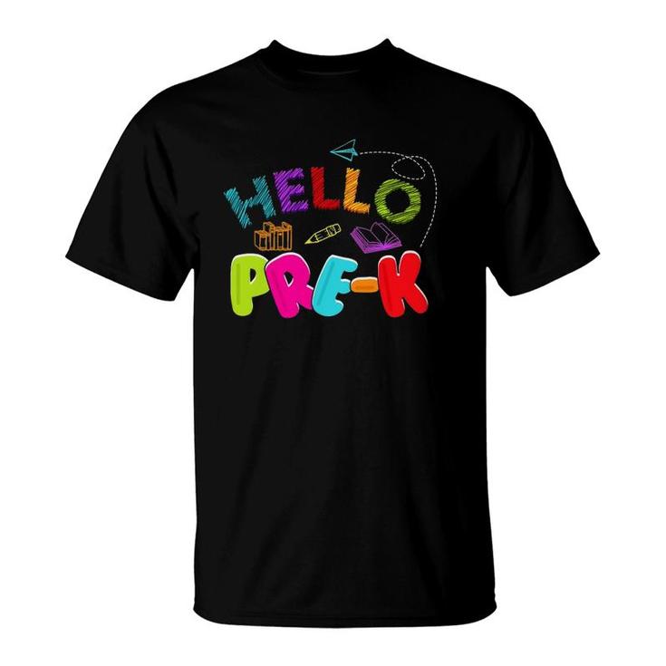 Hello Pre-K Back To School Teacher Student Funny Kids Gift T-Shirt