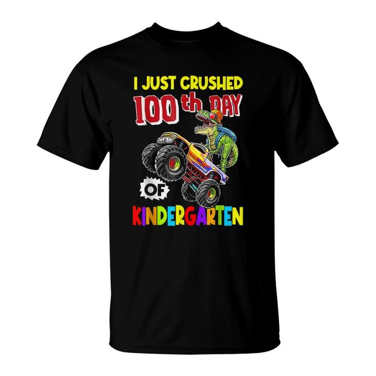 I Crushed 100 Days Of Kindergarten Happy 100Th Day Truck  T-Shirt
