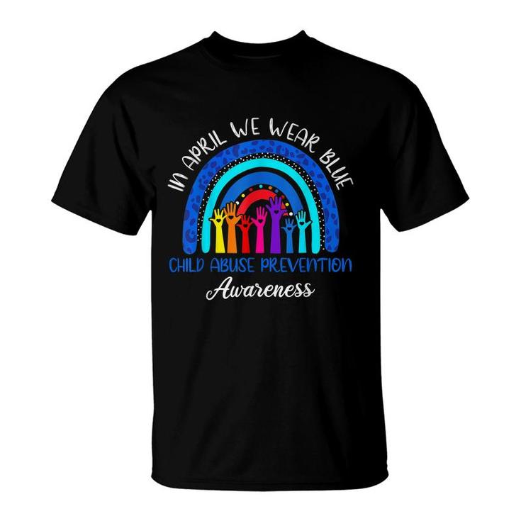 In April We Wear Blue Child Abuse Awareness Rainbow  T-Shirt