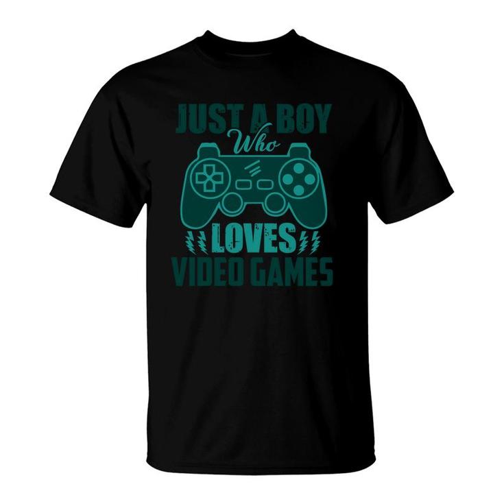 Just A Boy Loves Video Games Boy Matching Video Gamer T-Shirt
