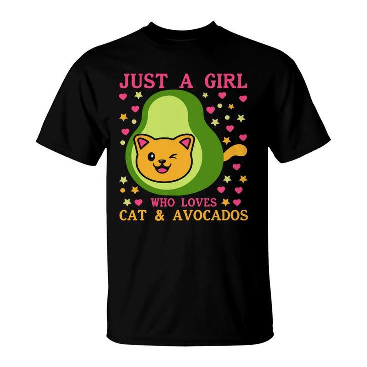 Just A Girl Who Lovers Cat And Avocados Funny Avocado T-Shirt