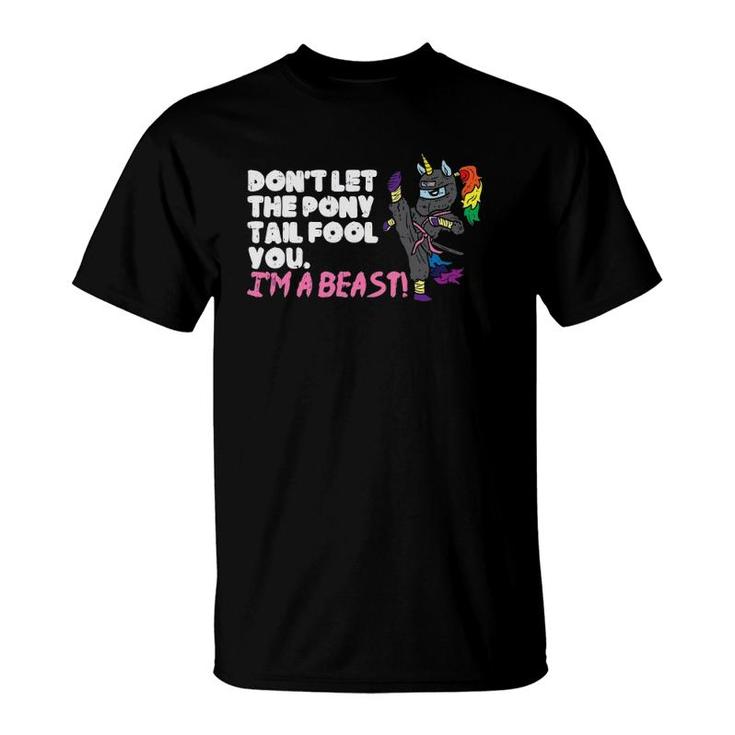 Karate Ninja Unicorn Ponytail Beast Martial Arts Girls Gift T-Shirt