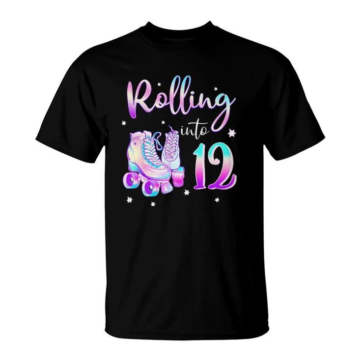 Kids 12 Years Old Birthday Girl Rolling Into 12Th Bday Theme T-Shirt