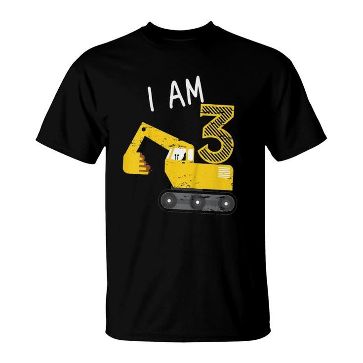 Kids Gift For Boys Construction Party Excavator 3Rd Birthday T-Shirt