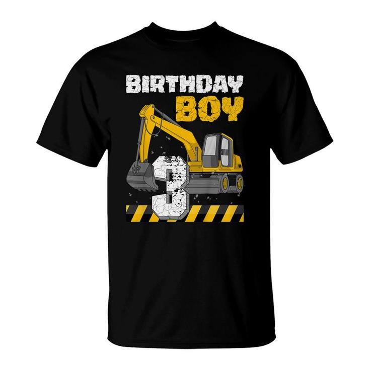 Kids Kids 3Rd Birthday Boy 3 Year Construction Truck Excavator  T-Shirt