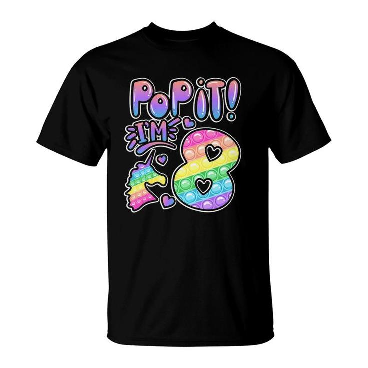 Kids Pop It 8Th Birthday Girls Boys 8 Years Old Fidget T-Shirt
