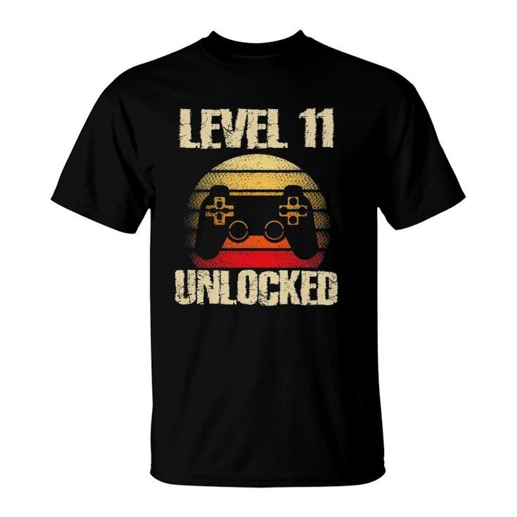 Level 11 Unlocked Boys 11Th Birthday 11 Years Old Boy Gamer T-Shirt