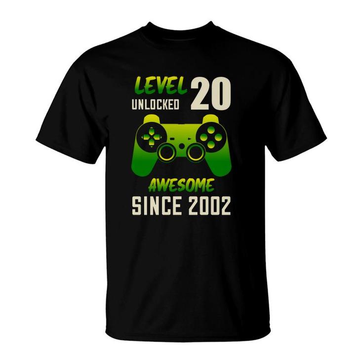 Level 20 Unlocked Awesome Since 2002 With Nice 20Th Birthday T-Shirt