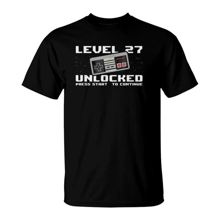 Level 27 Unlocked 1994 27Th Birthday 27 Years Old Gamer T-Shirt