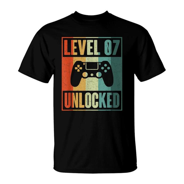 Level 7 Unlocked Video Gamer Funny - 7Th Birthday Gift  T-Shirt