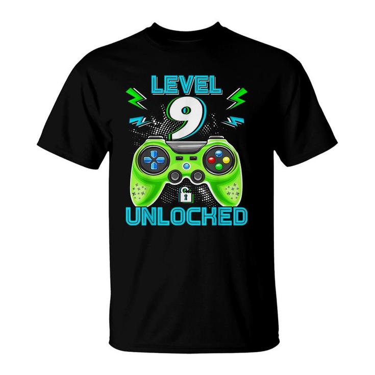 Level 9 Unlocked Birthday Kids 9Th Video Game Nine Years Old  T-Shirt