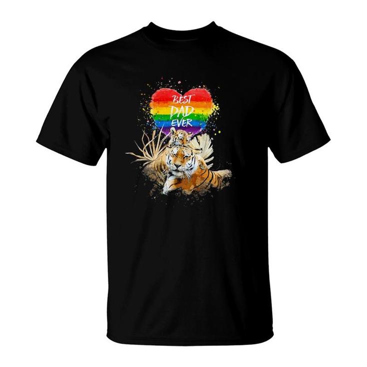 Lgbt Pride Daddy Tiger Rainbow Best Dad Ever Fathers Day T-Shirt