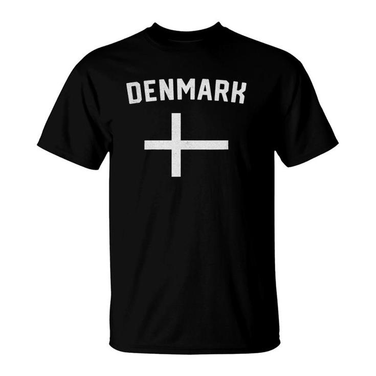 I Love Denmark Minimalist Danish Flag V-Neck T-shirt