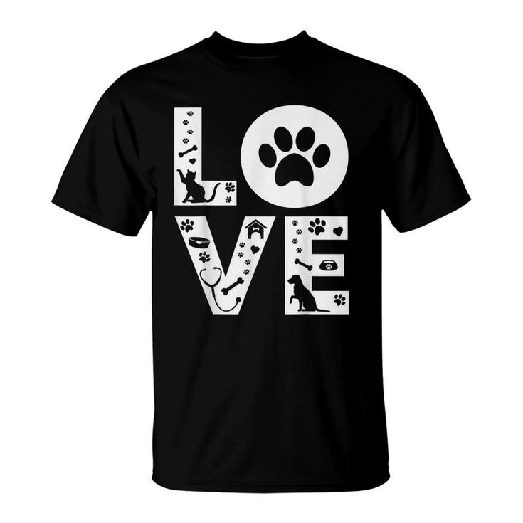 Love Vet Tech Veterinarian Technician Veterinary Assistant T-Shirt