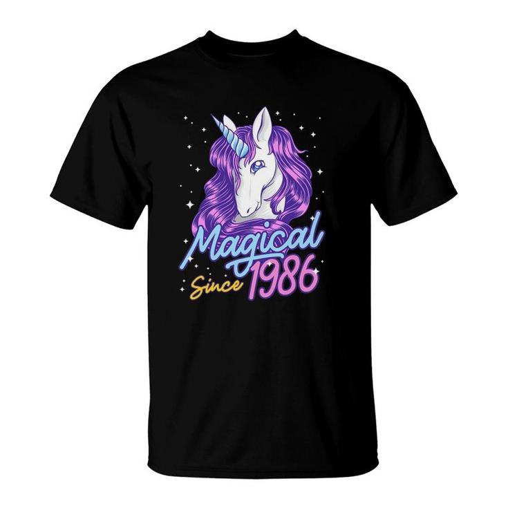 Magical Since 1986 36 Years Old Birthday Party Gift Unicorn T-Shirt