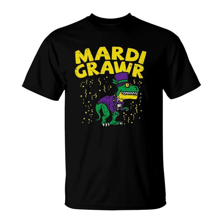 Mardi Grawrrex Dinosaur Funny Mardi Gras Carnival Boys T-Shirt
